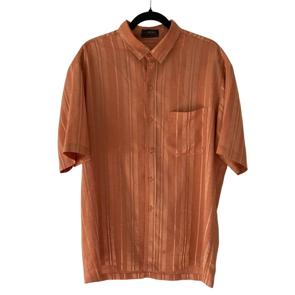 Honey size M Rust Color Button Down Striped Shirt